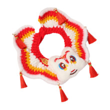 Festival Pet Lion Dance Costume Adjustable Knitted Lion Dance Collar for Cats and Dogs Chinese Year Props