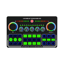 Live Streaming Sound Card, Audio Mixer, Compatible with Mobile Phones and Computers (Black) KmvEB
