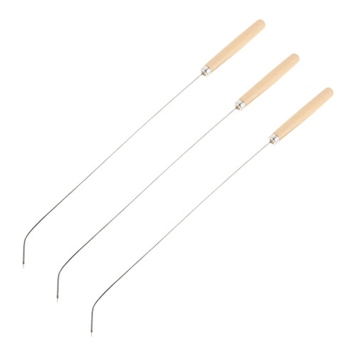 3Ud Herramienta Gancho Acero Inoxidable Para Con Mango Beige