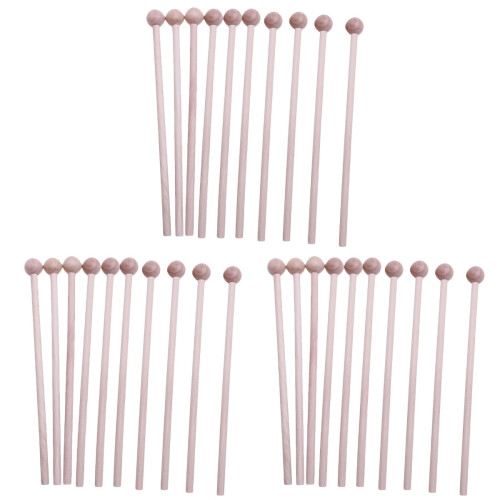 30Ud Palos De Madera Con Punta Dura Para Percusión Escolar 1