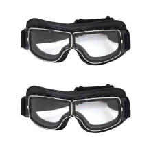 Motorcycle Riding Goggles Vintage Style Dustproof Eye Protection with Adjustable Strap 2pcs