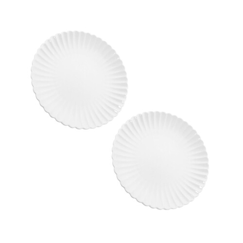2Pièces Assiettes Céramiques Blanches Rustic Pour Fromage Snacks 2