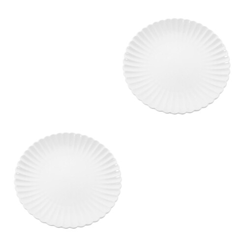 2Pièces Assiettes Céramiques Blanches Rustic Pour Fromage Snacks 1