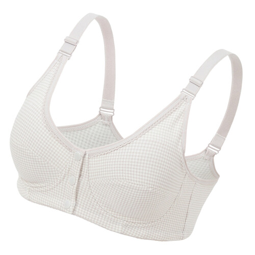 2Pcs Grey Plaid Button Nursing Bra Seamless Lace Breathable 95B 2
