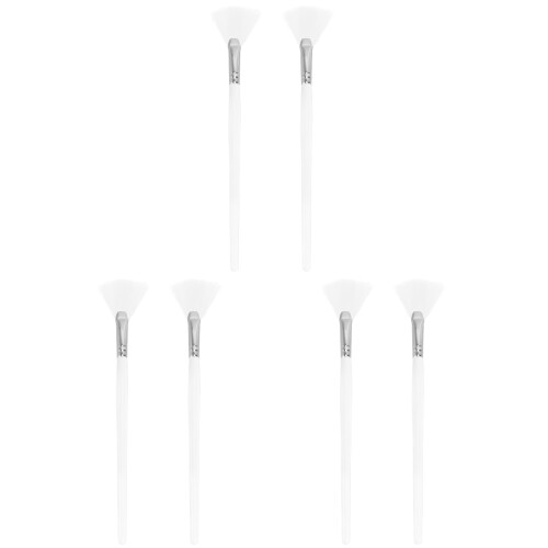 6 Pcs Wooden Long Handle Fan Shape Mask Application Brushes 2