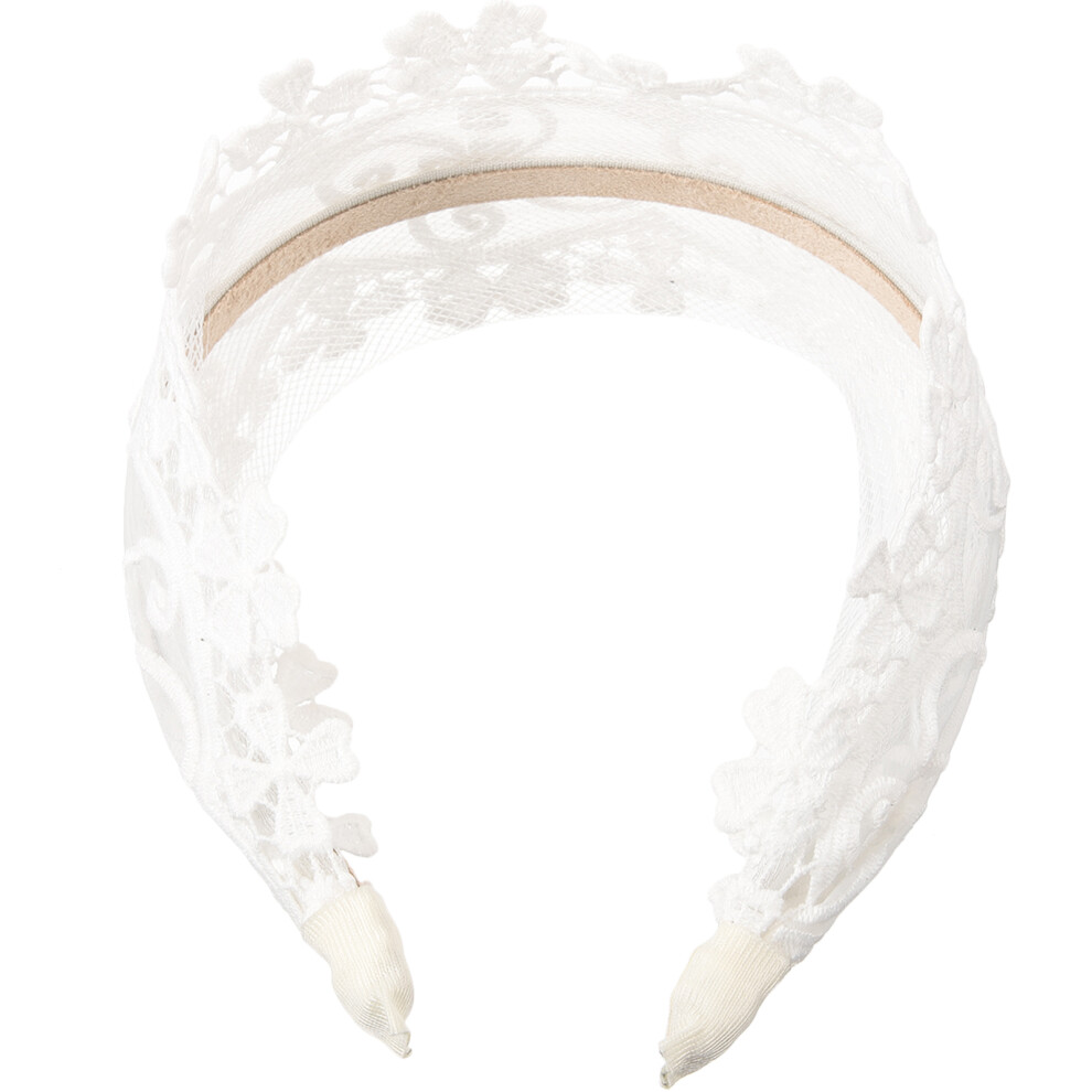 Ohphcall Unisex White 2Pcs Women Lace Wide Headband Fabric Hair Accessory For Everyday