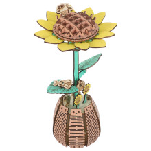 1 Set 3D Wooden Sunflower Puzzle Kit - Diy Craft Model For Kids Adults