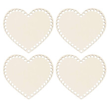 3 Pack Heart-Shaped Wooden Basket Set Crochet Bag Bottom Base Supply