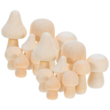 50Pcs Beige Wood Mushroom Ornaments Natural Blank Craft Pegs