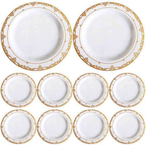 10 Pezzi Piatti In Monouso Per Pranzo, Matrimoni E