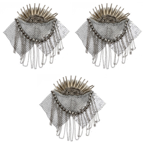 3 Pcs Creative Shoulder Board Epaulet Brooch Clothes Accessory Silver 2