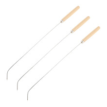 3Pz Utensili Pulizia Macinacarne Acciaio Con Manico Legno Beige