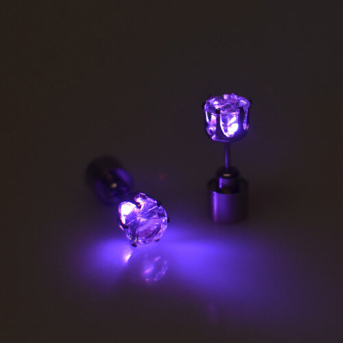 3 Pairs Unisex LED Stud Earrings Stainless Party Accessory