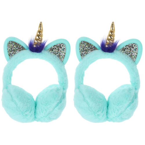 2pcs Plush Unicorn Horn Earmuffs Adjustable Winter Fall Ear Muffs 1