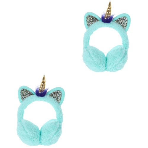 2pcs Plush Unicorn Horn Earmuffs Adjustable Winter Fall Ear Muffs 2