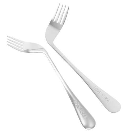 8Pcs Durable Stainless Steel Angled Self-Feeding Forks Lightweight