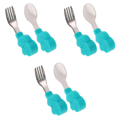 3Sets Baby Essbesteck Grün Fork Spoon Lernsets Für Kinder 2