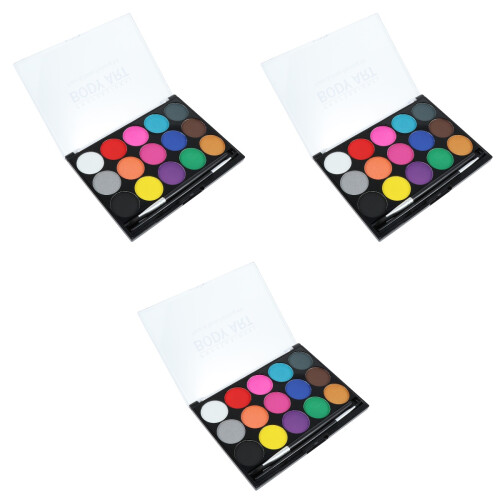 3Pcs 15 Colors Water Based Body Paint Set With Brush 1