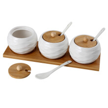 Conjunto De Cerâmico Para Temperos E Sal Light Brown