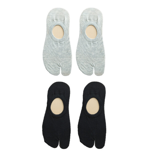 2Pares Algodão Preto Separados Antiderrapantes