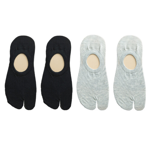 2Pares Algodão Preto Separados Antiderrapantes 2