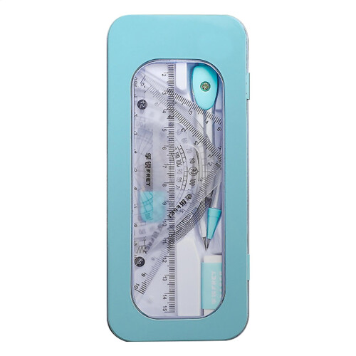Protractor and Compass Set, Geometry Kit for Students, with Protractor, Ruler, More, blue