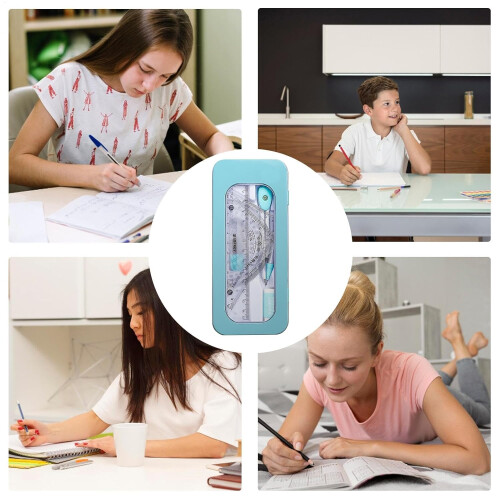 Protractor and Compass Set, Geometry Kit for Students, with Protractor, Ruler, More, blue 2