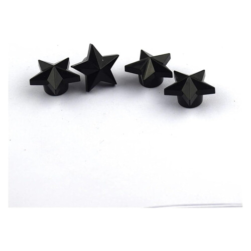 Tire Stem Valve Caps 4Pack Universal PentagramShaped Black Dust Covers For Wheels