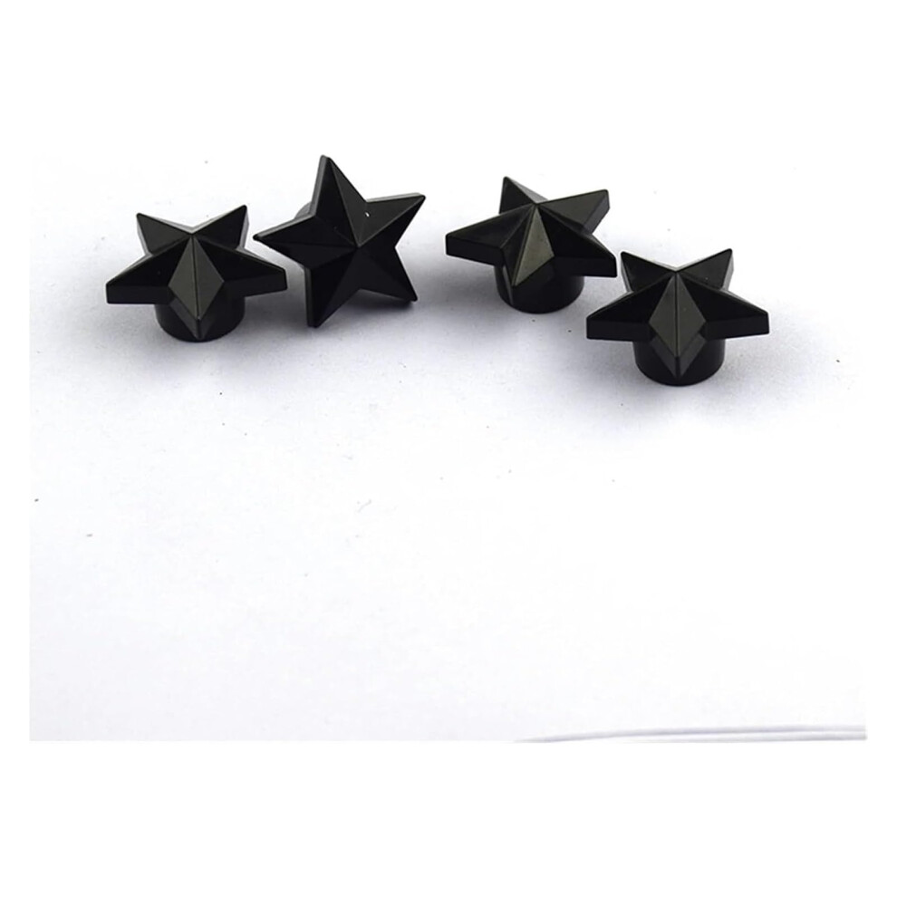 Tire Stem Valve Caps 4Pcs Set Universal Fit Pentagram Shaped Dust Covers For Wheel Tyre Black 9426802688436