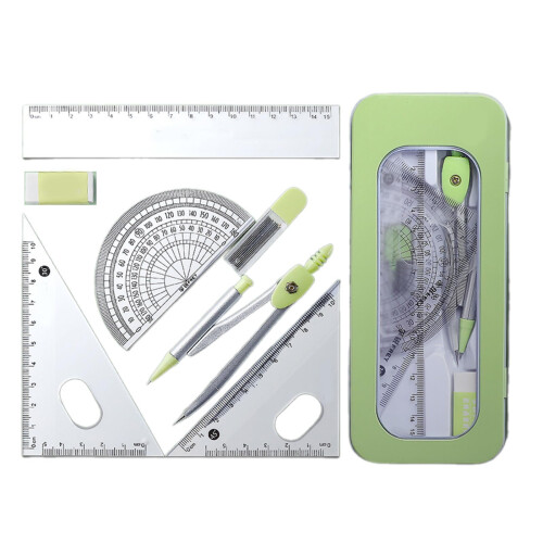 7pcs Professional Math Geometry Set Student Geometry Math Set with Geometry Tool Set Square Eraser Protractor Ref: 8701