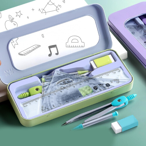 7pcs Professional Math Geometry Set Student Geometry Math Set with Geometry Tool Set Square Eraser Protractor Ref: 8701 2