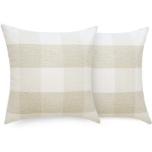 Mix and Match Design Square Throw Pillow Covers, Multi-purpose Home Decor & Durable Fabric Material, 18x18 Inch Grey Buffalo Print, Set for Rustic Cou