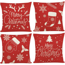 Red Plaid Throw Pillow Cases, Set of 4 for Christmas Decorations, Durable Velvet Fabric with Invisible Zipper Design, Machine Washable Linen Material