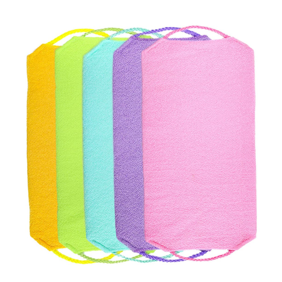 5piece bath towel back scrubber brush, back skin scrubber, body cleansing exfoliating shower back scrubber, back washer, longhandled bath scrubber