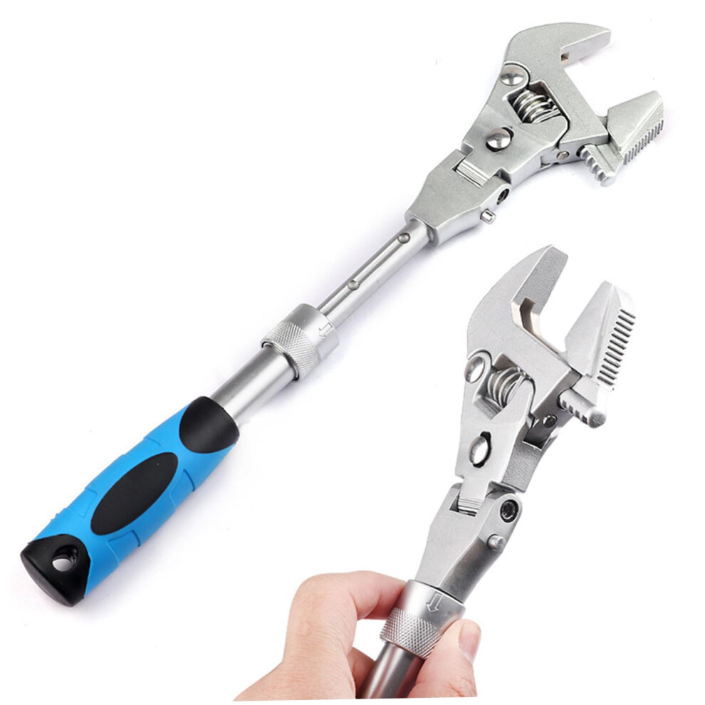 Ratcheting Adjustable Wrench 10Inch Foldable 180Degree Swivel Retractable Soft Grip Handle Multipurpose Tool 9426802253429
