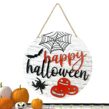 Happy Halloween Door Sign, Halloween Door Hanger, Door Decoration Spider Pumpkin Cheerful Halloween Wreath Smooth Wall Sign