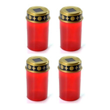Set of 4 Solar LED Grave Lights with Twilight Sensor (Grave Candle / Grave Lamp / Grave Decoration / Grave Light / Cemetery Lamp)