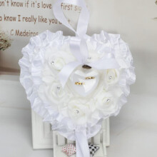 Ring Cushion Wedding Ring Cushion Heart Shape Box Pair Ring Holder Wedding Accessories White