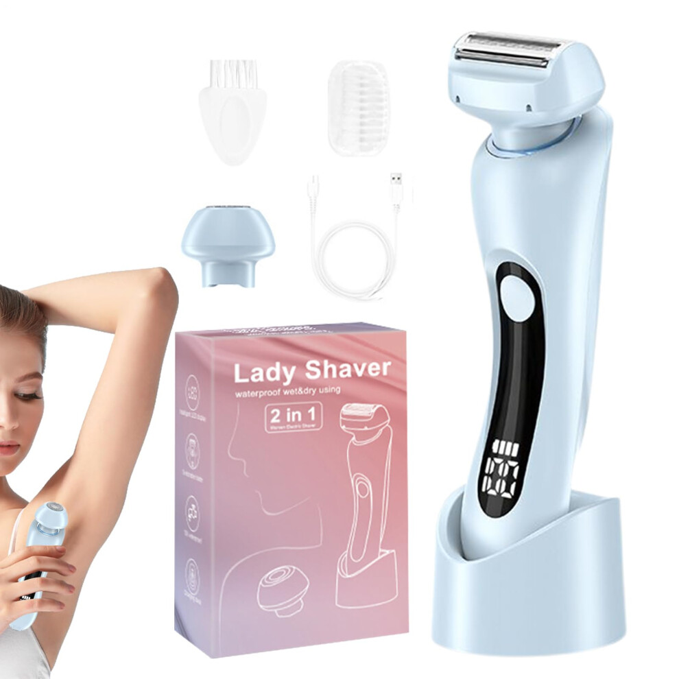 Electric Shaver, Dual Head, Waterproof Bikini Trimmer 17.7x5.5cm, Rechargeable  Cordless, Blue