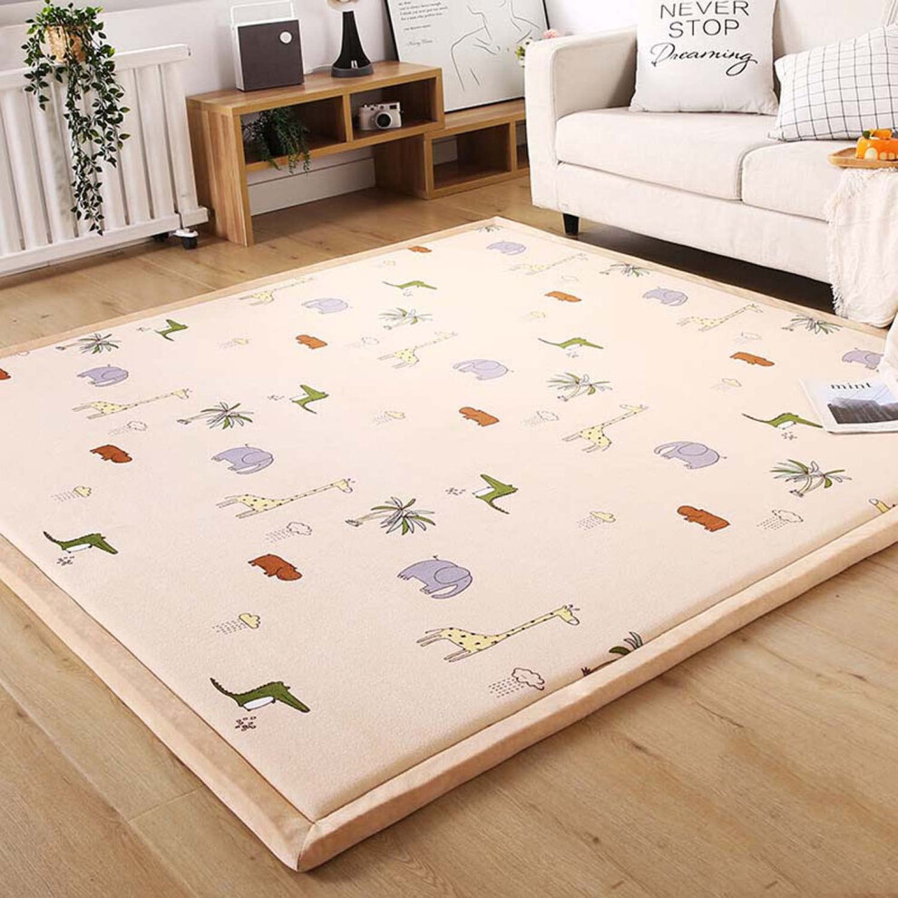 Baby Crawling Mat Large Foldable Nonslip Soft Velvet Play Mat For Nursery Bedroom Living Room Coral