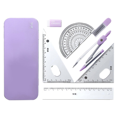 Professional Kit Drawing Compass Drawing Set for Technical Drawing Purple Closed Box