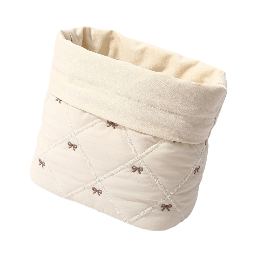 Spacious Cosmetic Bag Featuring Delicate Bowknot-beige1