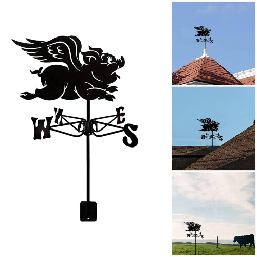 Metal Wind Direction Light Rooster Shaped Iron- flying pigs 1