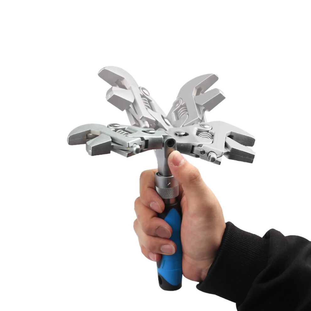 10In Adjustable Wrench With Flexhead, 180Degree Rotating Flexible Head, Multifunctional Wrench For Home 9189345957789
