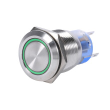LED-Anzeige, Druckknopfschalter, rastend EIN/AUS, wasserdicht, Metall, Momenttaster, hoher Druckkopf, korrosionsbeständiger Edelstahl, 16-mm-Montage