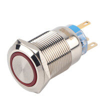 LED-indicator drukknopschakelaar met vergrendelende aan/uit-functie, waterdichte metalen momentdrukknopschakelaar, corrosiebestendig roestvrij staal,
