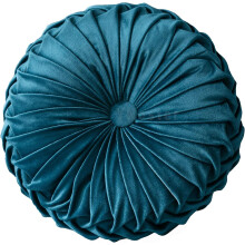 Comfortable, Durable Round Throw Pillow with Solid Color Velvet for Decorative Throw Pillow, Home Decor and Car Decor, Blue (13.7" Diameter)