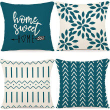 Abstract Geometry Pillow Cases Set of 4, Polyester Microfiber Material with Double-Sided Printing, Outdoor Linen Fabric for Breathable and Comfortable