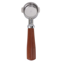 Portafiltro per espresso senza fondo da 51 mm, struttura in acciaio inossidabile con comoda impugnatura in legno massello, include cestello filtro,
