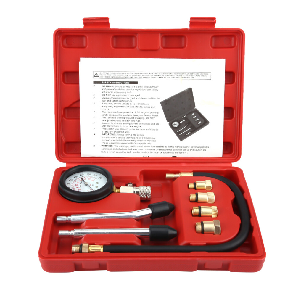 Large Acrylic Gauge With Rubber Cover Petrol Engine Compression Tester Kit Pressure Range 0-300 Psi Accurate Measure Dual Color Scale Sturdy And Dur 9190834461137